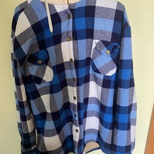 Blue Plaid Shirt Jacket